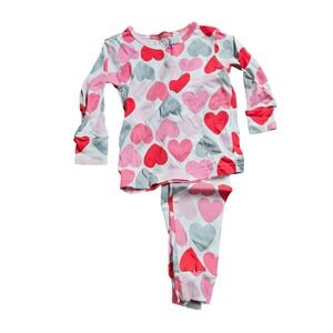 Valentine's Day Hearts Pajama Set‎ Girls Long Sleeve Red Pink Toddler